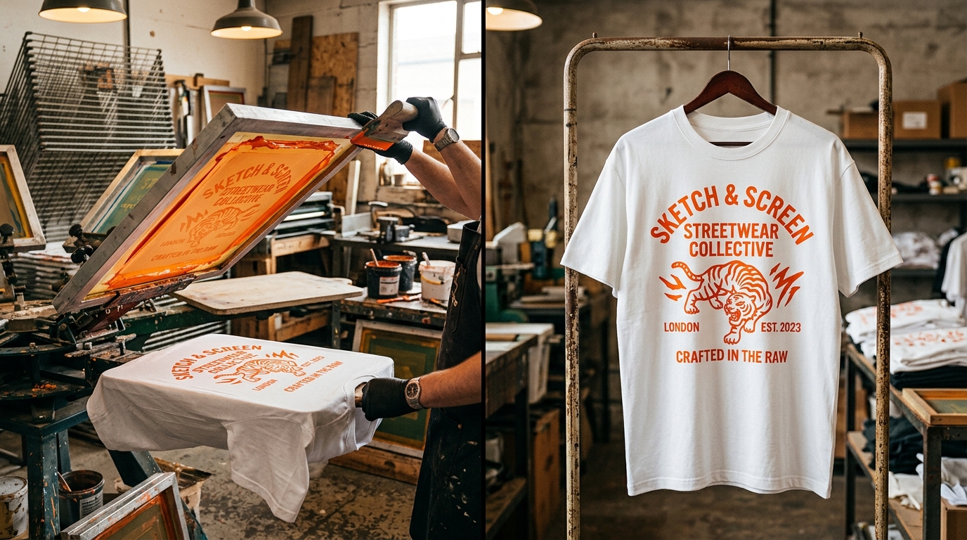 Custom t-shirt screen printing process